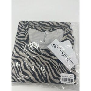 Lulu B Dress Women's Large Black Cream Shift Zebra Print 3/4 Sleeve UPF 50 New